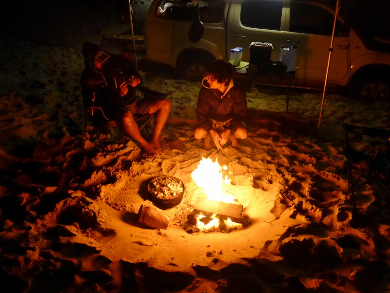 beach camp fire camp oven roast